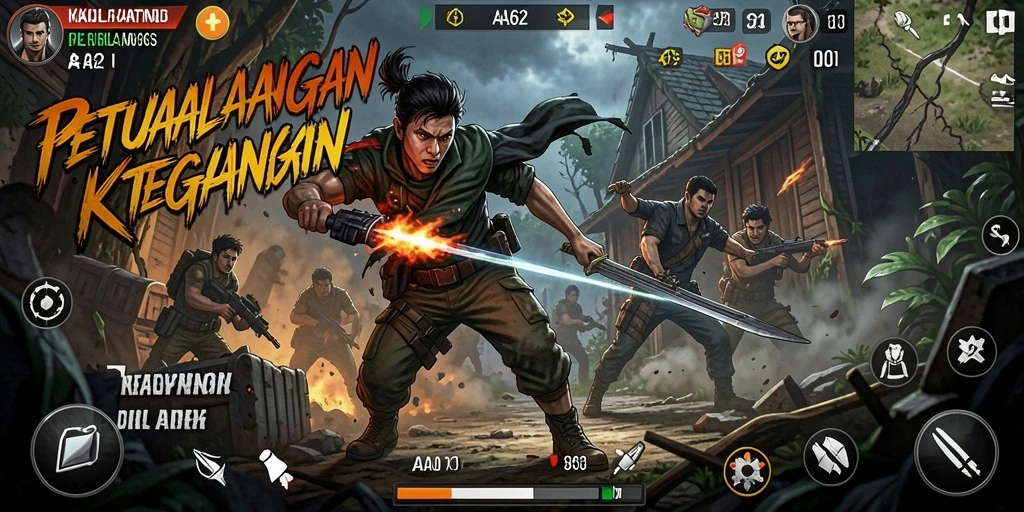 Screenshot menunjukkan aksi mendebarkan dalam gameplay AA62 yang menawan.