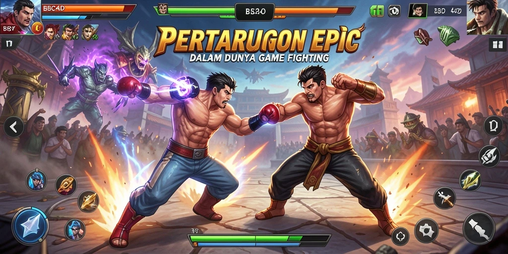 Screenshot gameplay BBCA4D dengan aksi pertarungan yang mendebarkan.