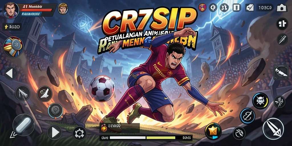 Tampilan gameplay CR7SIP yang penuh aksi dan karakter anime yang menarik.