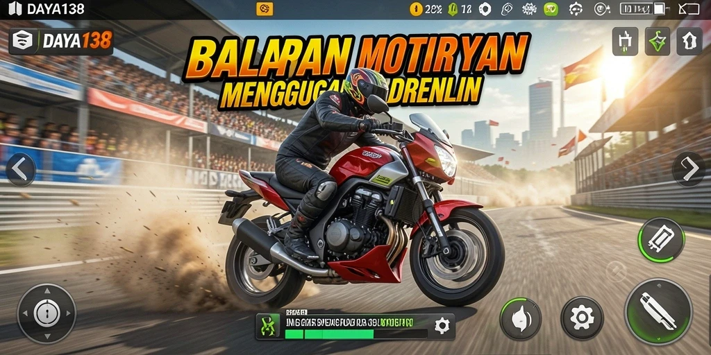 Screenshot utama DAYA138 menunjukkan balapan motor yang seru dan penuh aksi.