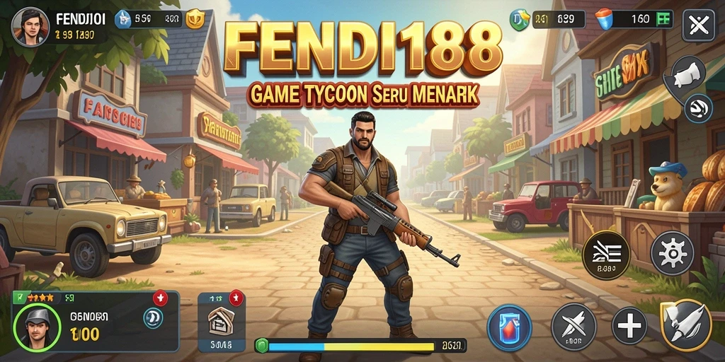 Tampilan gameplay FENDI188 dengan berbagai elemen manajemen bisnis.