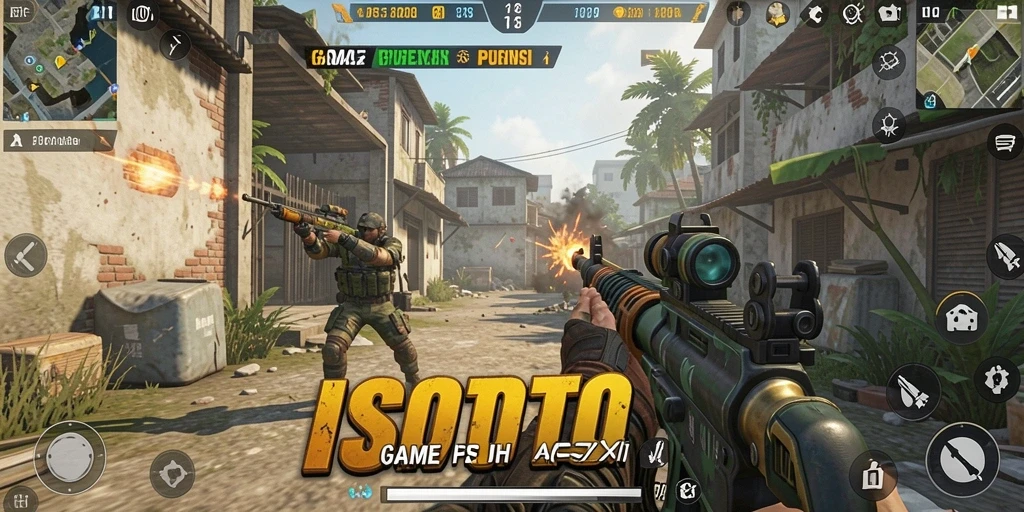 Tangkapan layar gameplay ISOTOTO dengan aksi seru di medan perang.