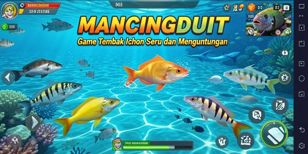 Tangkapan layar gameplay seru dari MANCINGDUIT dengan aksi Tembak Ikan.