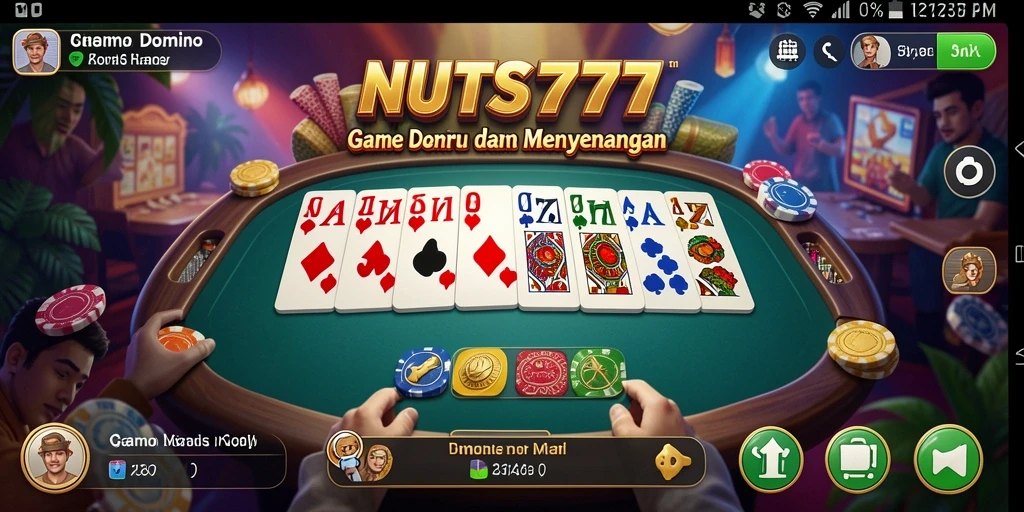 Screenshot gameplay NUTS777 yang menampilkan aksi seru permainan domino.