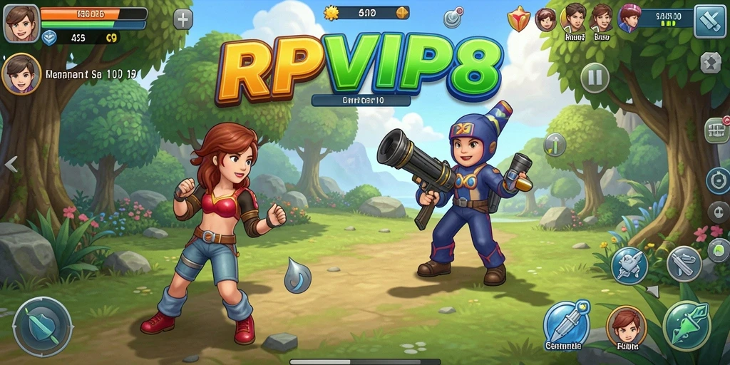 Tampilan gameplay RPVIP8 yang penuh warna dan seru.