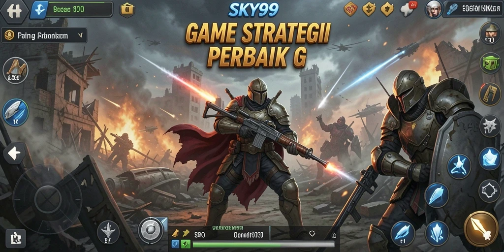 Tampilan gameplay mendalam dari SKY99 dengan strategi perang yang intens.