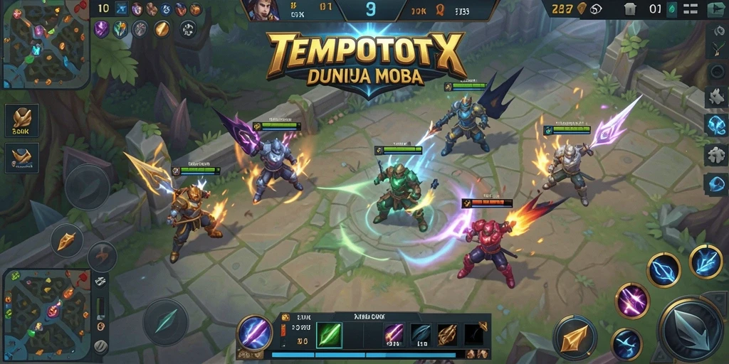 Screenshot menunjukkan pertarungan intens di arena TEMPOTOTO.
