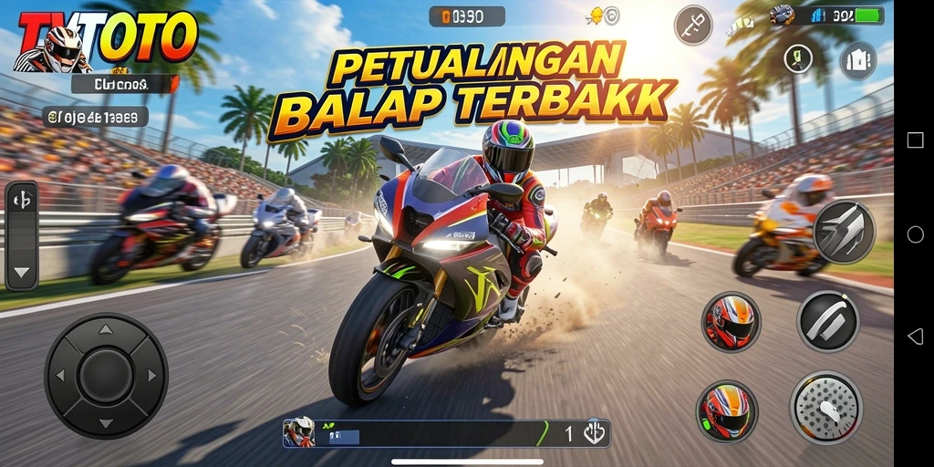 Gameplay seru dalam balapan motor di TVTOTO.